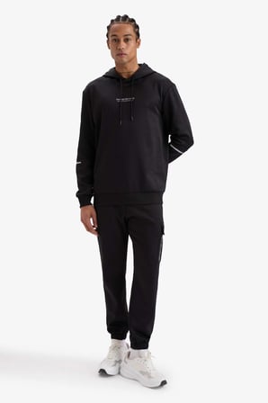DeFacto Standart Fit Kapüşonlu Sporcu Sweatshirt D3736AX25WNBK81