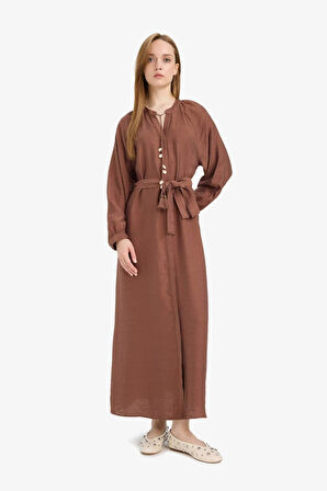 Relax Fit Hakim Yaka Uzun Kollu Elbise