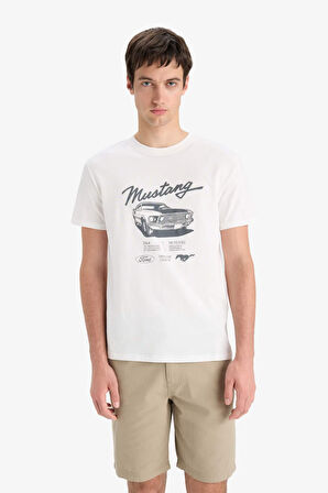 %100 Pamuk Ford Motor Company Regular Fit Bisiklet Yaka Kısa Kollu Tişört