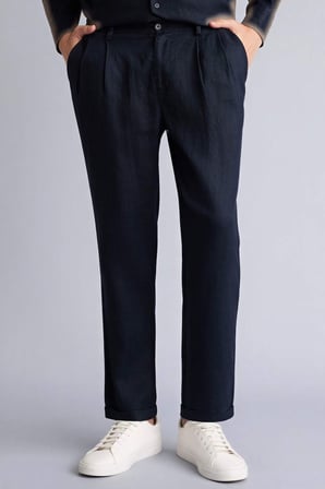 DeFacto %100 Keten Normal Kesim Crop Duble Paça Yazlık Kumaş Pantolon C1826AX26SMNV146