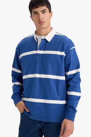 DeFacto REGULAR FIT %100 Pamuk Çizgili Sweatshirt F9832AX26SPIN272