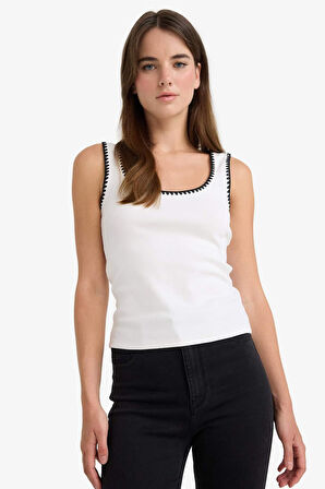 Slim Fit Dar Kesim Yuvarlak Yaka Ribana Atlet