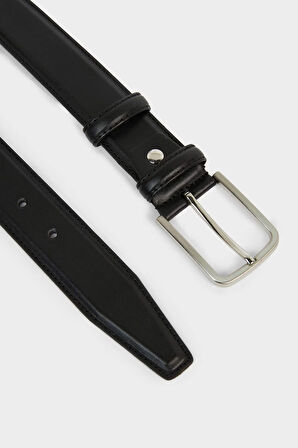 Erkek Dikdörtgen Toka Suni Deri Klasik Kemer