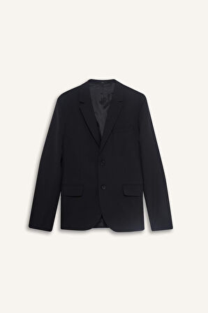 Slim Fit Dar Kesim Twill Düğmeli Blazer Ceket