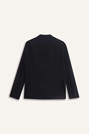 Slim Fit Dar Kesim Twill Düğmeli Blazer Ceket