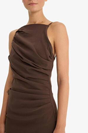 Bodycon Vücudu Saran Bengalin Kolsuz Elbise