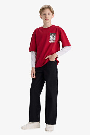 Erkek Çocuk Oversize Geniş Kalıp Bisiklet Yaka Uzun Kollu Tişört