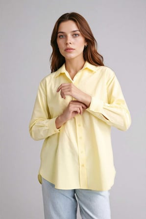 DeFacto Relax Fıt Gömlek Yaka Poplin Tunik D7341AX26SPYL142