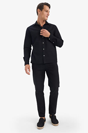 %100 Pamuk Slim Fit Beli Lastikli Keten Görünümlü Cepli Düz Paça Jogger Pantolon