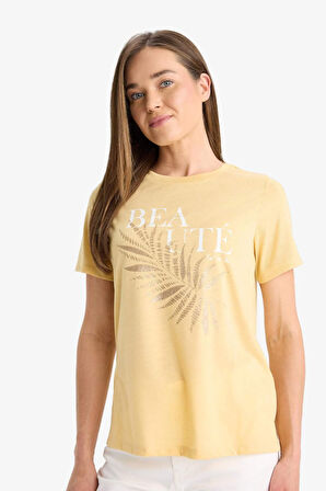 DeFacto Regular Fit Bisiklet Yaka Baskılı Kısa Kollu Tişört F2782AX25HSYL1