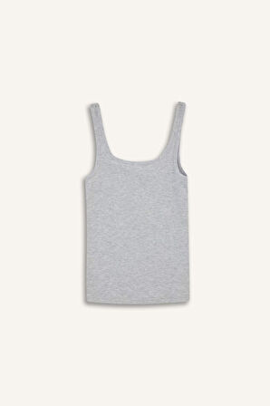 Slim Fit Dar Kesim Basic Düz Yuvarlak Yaka Fitilli Kaşkorse Atlet