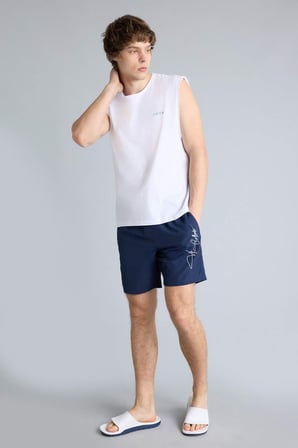 Regular Fıt File Astarlı Kısa Boy Deniz Şortu