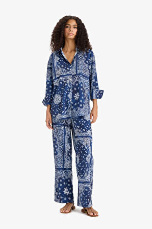 Regular Fit Şal Desenli Plaj Pantolonu-Fall in Love