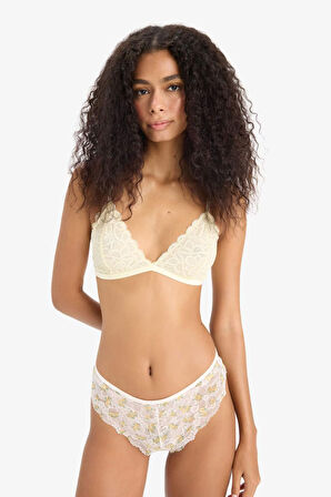 Simli Dantel Kapsız Pedsiz Balensiz Triangle Bra-Fall in Love