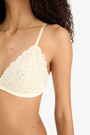Simli Dantel Kapsız Pedsiz Balensiz Triangle Bra-Fall in Love