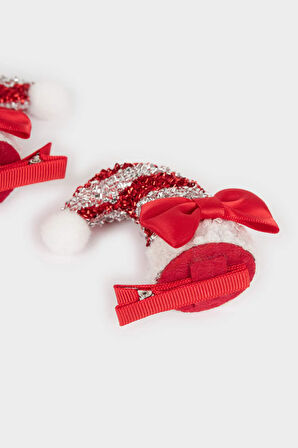 Kadın Yılbaşı Temalı Baston Şeker Figürlü 2'li Çıtçıtlı Toka