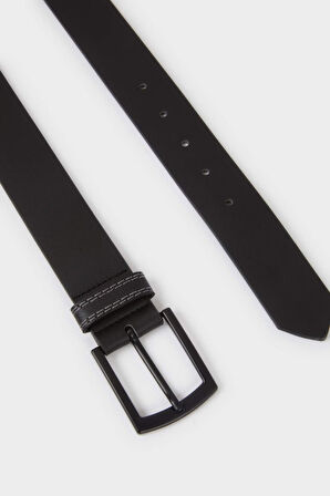 Erkek Dikdörtgen Toka Suni Deri Günlük Kemer