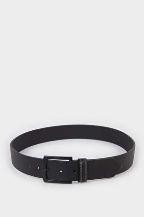 Erkek Dikdörtgen Toka Suni Deri Günlük Kemer