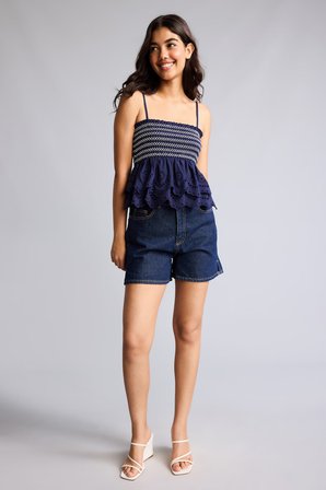 DeFacto %100 Pamuk Regular Fit İnce Askılı Gipeli Fisto Detaylı Askılı Bluz H0574AX26SMNV105