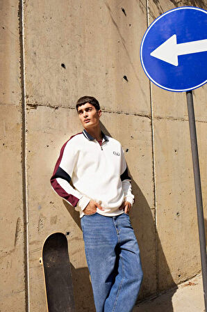 Boxy Fit Polo Yaka Sweatshirt