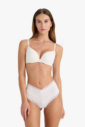 Push Up Micro Kaplı Yarım Dolgulu Balenli Tişört Bra Fall in Love