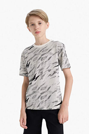 Erkek Çocuk Bisiklet Yaka Desenli Kısa Kollu Tişört