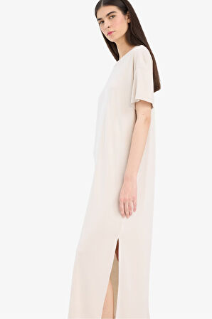 DeFacto Bisiklet Yaka Modal Kısa Kollu Midi Yazlık Elbise F6500AX25SMBG776