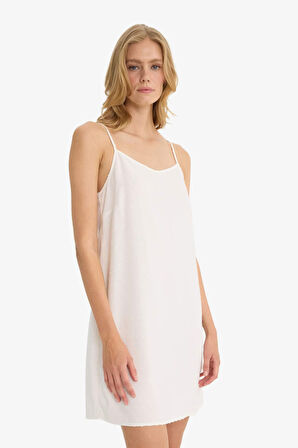 Fall in Love Regular Fit U Yaka Vual Askılı Elbise