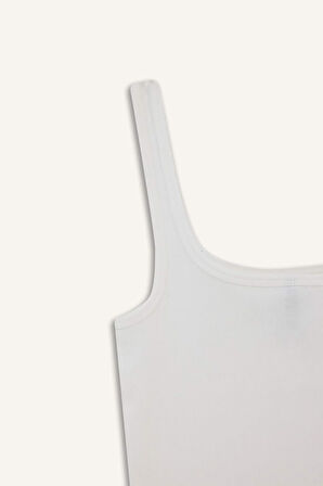 Slim Fit Dar Kesim Basic Düz Yuvarlak Yaka Fitilli Kaşkorse Atlet