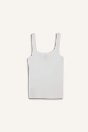 Slim Fit Dar Kesim Basic Düz Yuvarlak Yaka Fitilli Kaşkorse Atlet