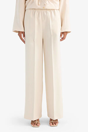 Straight Fit Cepli Yüksek Bel Uzun Tensel Pantolon