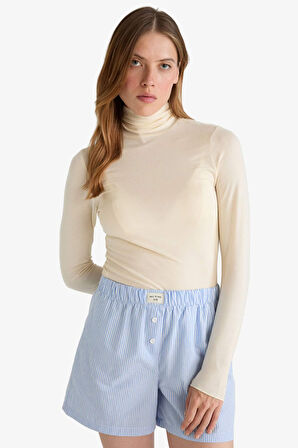 Modal Kaşmir Yumuşak Dokulu Balıkçı Yaka Uzun Kollu Üst-Fall in Love