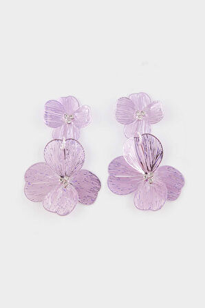Kadın Lila Çiçek Küpe