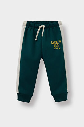 Erkek Bebek 2'li Takım Baskılı Fermuarlı Sweatshirt Eşofman Altı