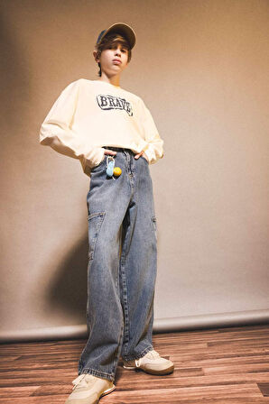 Erkek Çocuk Barrel Fit Düz Paça Jean Pantolon
