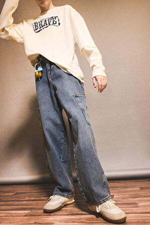 Erkek Çocuk Barrel Fit Düz Paça Jean Pantolon