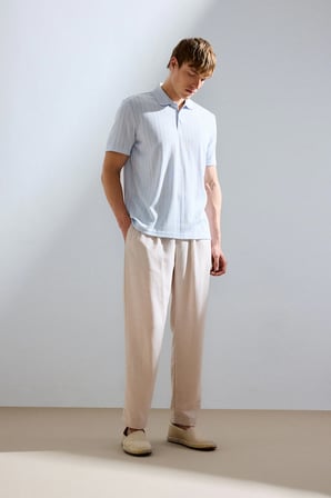 Relax Fıt Kısa Paça Keten Görünümlü Pantolon