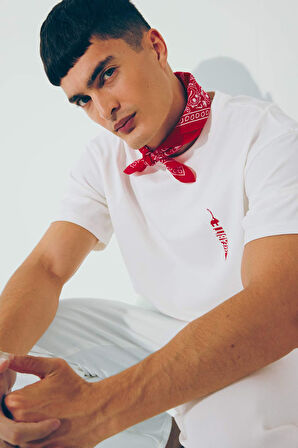 %100 Pamuk Boxy Fit Bisiklet Yaka Sırt Baskılı Kısa Kollu Tişört