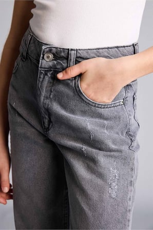 Straıght Wıde Geniş Paça Jean Pantolon Kız Çocuk
