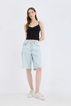 DeFacto Fitted Dar Kesim Kare Yaka Fitilli Kaşkorse Askılı Siyah Atlet D1240AX25SMBK81