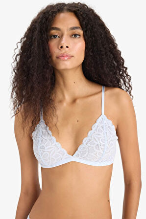 Simli Dantel Kapsız Pedsiz Balensiz Triangle Bra-Fall in Love