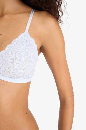 Simli Dantel Kapsız Pedsiz Balensiz Triangle Bra-Fall in Love
