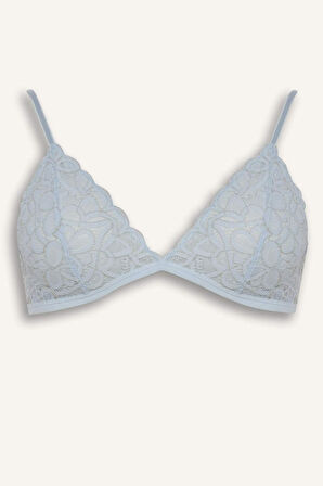 Simli Dantel Kapsız Pedsiz Balensiz Triangle Bra-Fall in Love