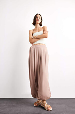 Baggy Fit Normal Bel Jogger Paça Bilek Boy Modal Pantolon