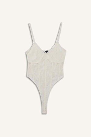 Coool Dantel İnce Askılı Çıtçıtlı Body