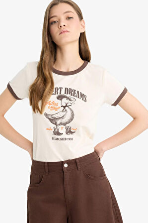 DeFacto Coool Regular Fit Bisiklet Yaka Baskılı Kısa Kollu Tişört F5149AX25SMER99