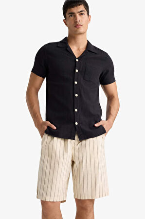 Çizgili Bermuda Şort