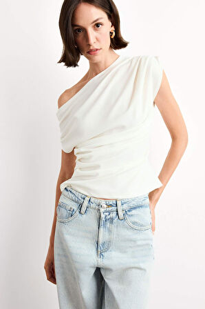 Fitted Basic Düz Tek Omuzlu Siyah Atlet