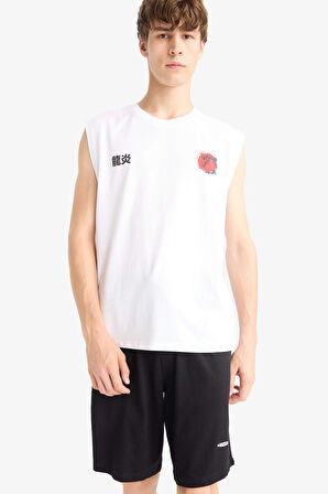 Boxy Fit Baskılı Bisiklet Yaka Atlet