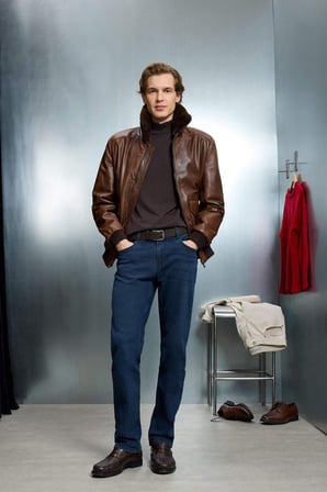 %100 Deri Premium Modern Fit Polo Yaka Astarlı Fermuarlı Mont